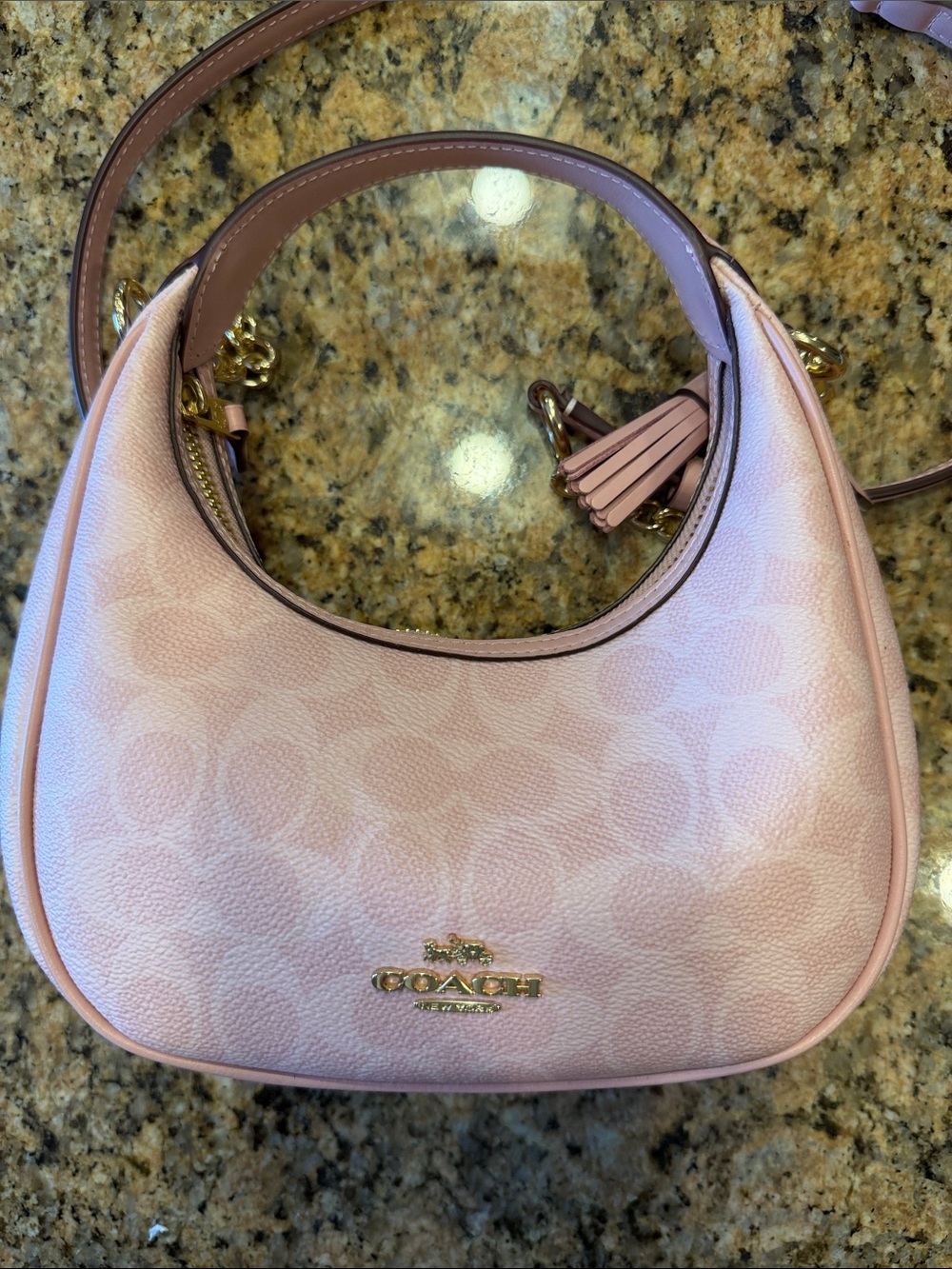 NWT Coach Mini Carmen Light Pink Signature Handbag in Powder Pink - Picture 2 of 7